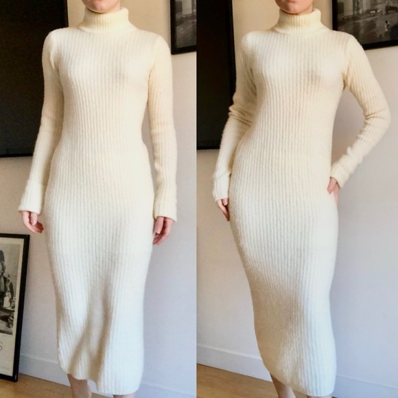 Ganni Dresses & Skirts - Ganni Cream Long Sleeve Sweater Dress